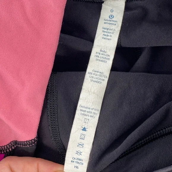 Lululemon Yoga Pants Black Pink Size 6 Regular - Picture 4 of 5
